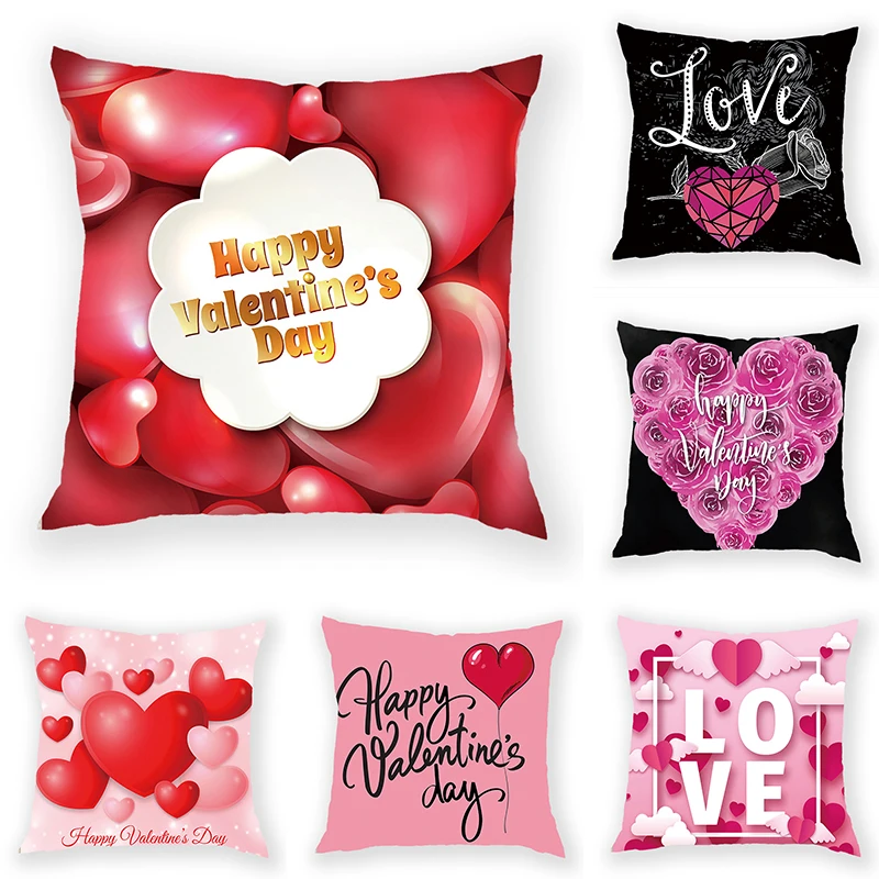 

St Valentine Day Decor Pink 45*45cm Pillow Case Love Valentines Day Gift Wedding Decorations Event Party Supplies Cushion Cover