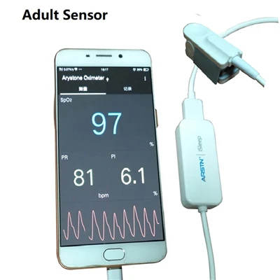 1 датчик для новорожденных, младенцев, детей, взрослых, ручной пульсоксиметр для мобильного телефона Android с функцией OTG, монитор сна, запись данных - Цвет: M400 adult clip