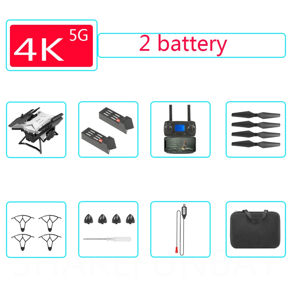 Дрон gps KY601G 4K Дрон портативный складной HD 5G wifi FPV позиционирование RC самолет Квадрокоптер дистанционное управление расстояние 2 км Дрон - Цвет: 4K 5G 2battery
