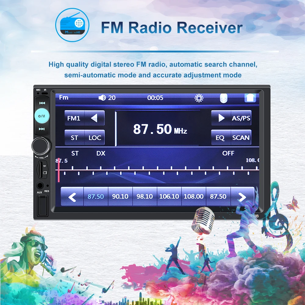 2 din car radio 7 HD Player MP5 Touch Screen Digital Display Bluetooth Multimedia USB 2din Autoradio Car Backup Monitor