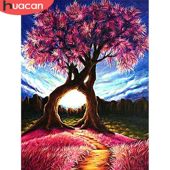 

HUACAN Diamond Painting Tree Kit Full Square Round Diamond Embroidery Landscape Picture Of Rhinestone Wall Art