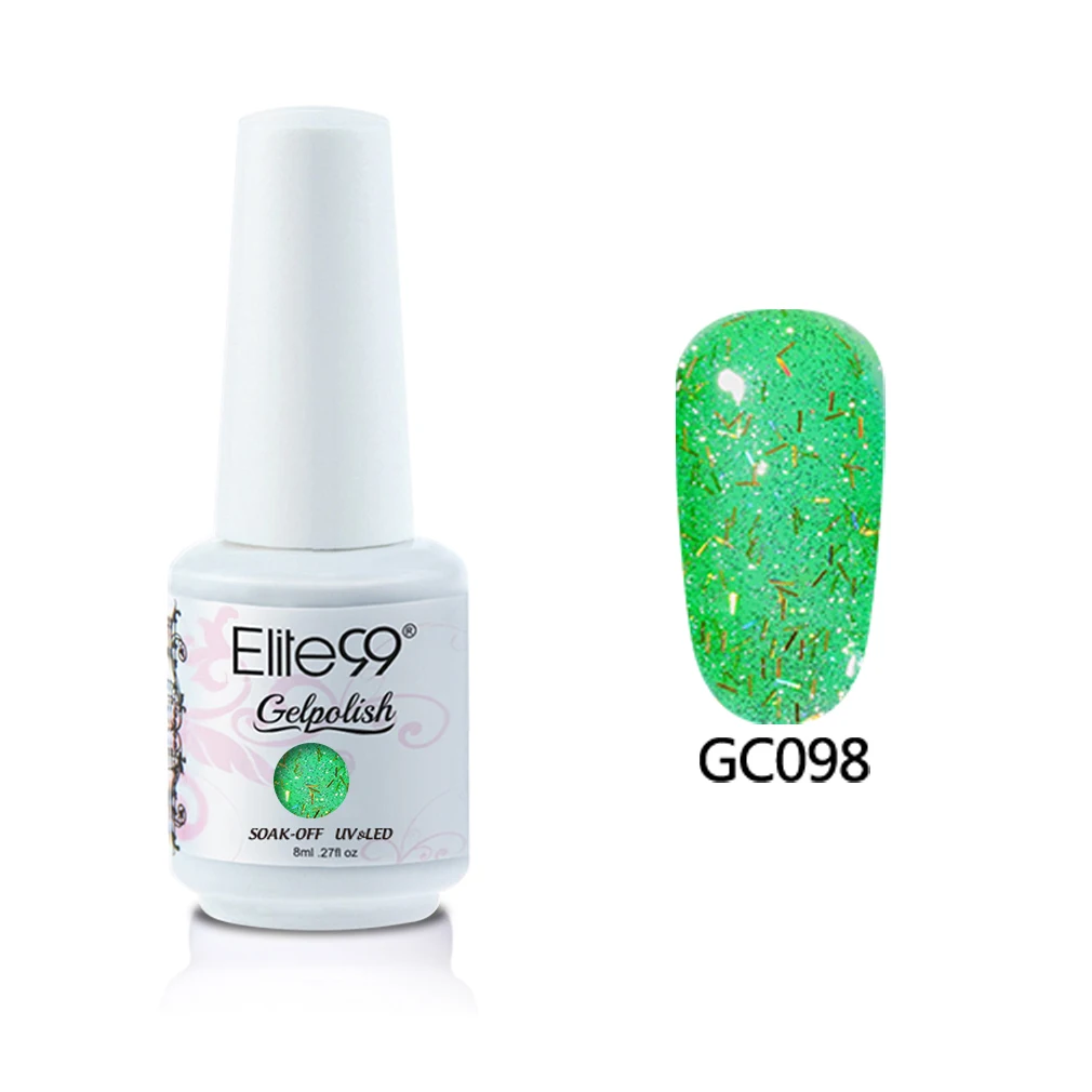 N-GC098-8ML Elite99 8 мл Алмазный Блеск Цвет ногтей гель краски Лак блестящие узоры для ногтей с блестками гель лак удаляющийся замачиванием Светодиодный УФ-гель для ногтей - Цвет: N-GC098-8ML