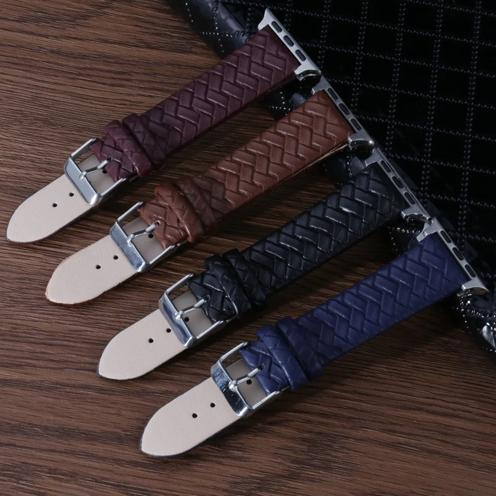 

2020 New Leather Braided Strap For Apple Watch band 38mm 40mm High Quality 42mm 44mm Bracelet for iWatch Series 12345 strap