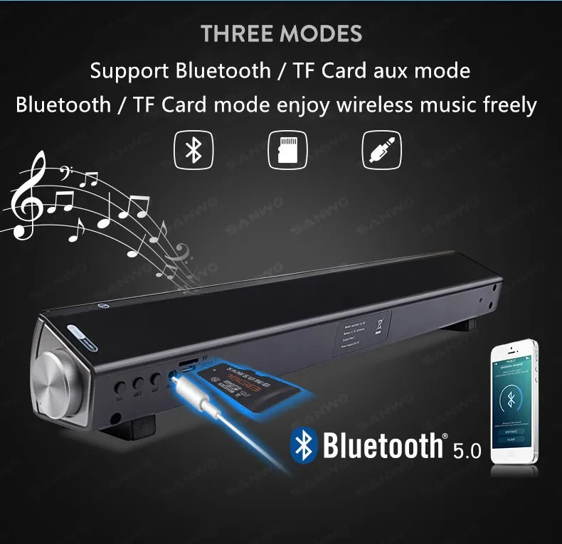 5 Вт ТВ звуковая панель проводной и беспроводной Bluetooth домашний объемный Саундбар для ПК кинотеатр тв динамик двойной портативный динамик s