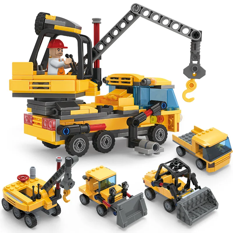 

2802 Engineering Vehicle Car Crane Small Particles Educational Assembled Building Blocks Compatible Creative Flexible Scientific