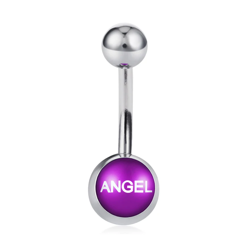 1 шт., сексуальный пирсинг для живота из нержавеющей стали для женщин и девочек, забавные слова, кольца для живота, логотип, пирсинг для пупка, круглые украшения для тела - Окраска металла: Angel