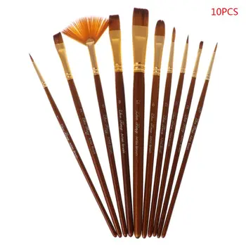 

10Pcs Watercolor Paint Brushes Set Nylon Hair Painting Brush Variety Style Oil Acrylic Art Drawing Supplies