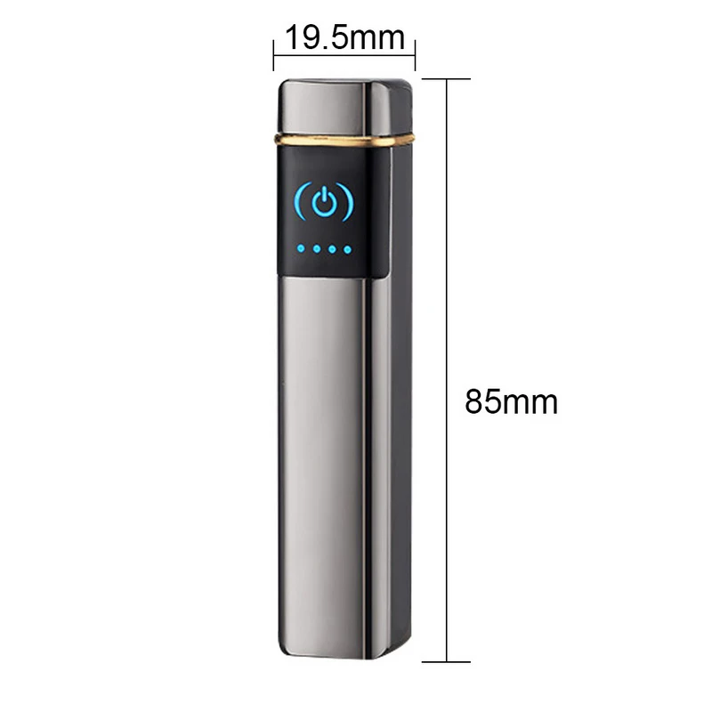 A fingerprint sense Крутая черная двойная дуговая Зажигалка USB перезаряжаемая ветрозащитная беспламенная зажигалка с индикатором батареи для сигаретной свечи - Цвет: A fingerprint sense