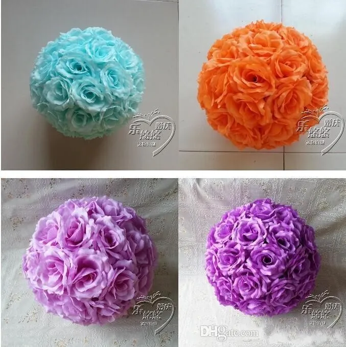 16 Color 12"/30 CM Artificial Rose Silk Flower Kissing Balls White Flowers For Christmas Ornaments Wedding Party Decoration