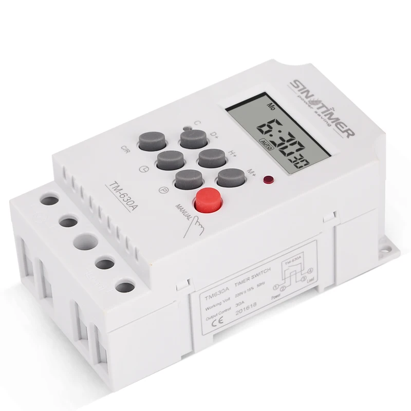 SINOTIMER 30A 220V AC 12V Volt DC Din Rail Digital TIMER SWITCH Electronic 7 Days Schedule Programmable Time Relay Clock Control 3