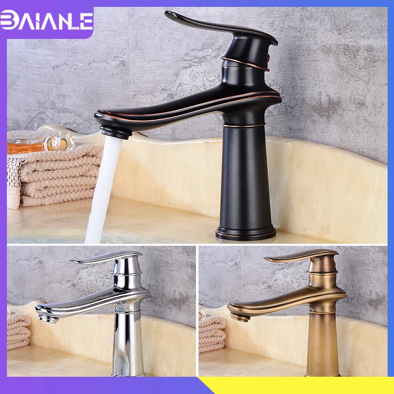 

Bathroom Faucet Chrome Brass Black Basin Faucet Cold and Hot Water Single Handle Hole Mixer Tap Toilet Sink Faucet Golden