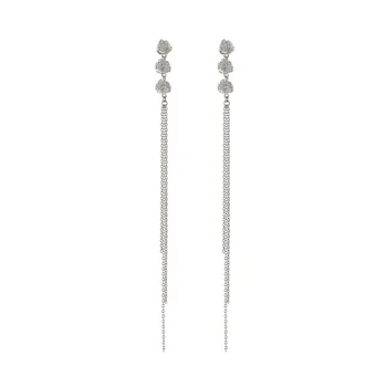 

New tin foil silver tassel earrings long tassel earrings