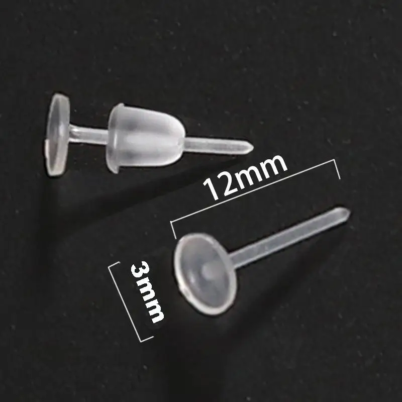 3mm Стиль, 50 пар сережек, аксессуары, серьги-гвоздики, гипоаллергенный прозрачный пластик, сделай сам, серьги с плоским дном, в форме чашки - Окраска металла: 3mm