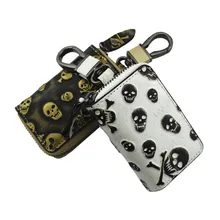 Кошелек для ключей от автомобиля из натуральной кожи, мужская и женская сумка из воловьей кожи с черепом, ключница на молнии, индивидуальный Ретро чехол для ключей для дома