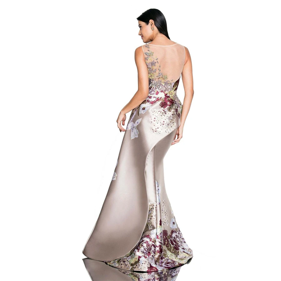 GuyuEra 2020 Spring New Dress European and American Women's Banquet Female Temperament Annual Meeting Printing Embroidered Dress