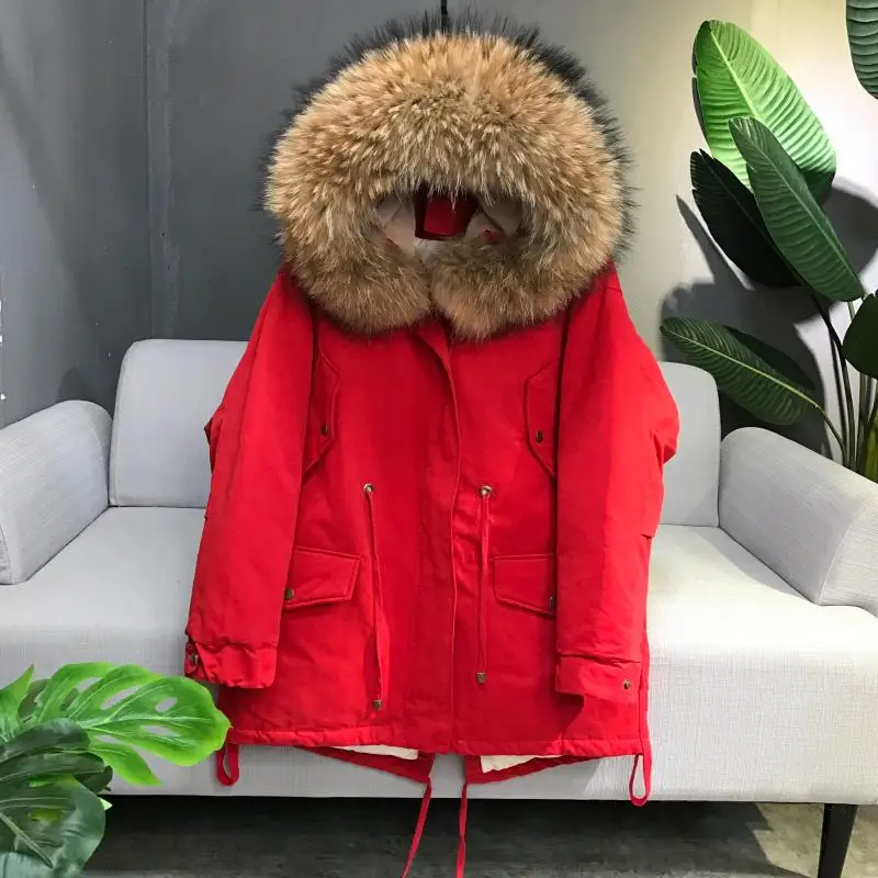 Женский пуховик, корейский стиль, короткий, свободный, плотный, с густым мехом, белый, утиный пух,, модная новинка, большие размеры - Цвет: see chart