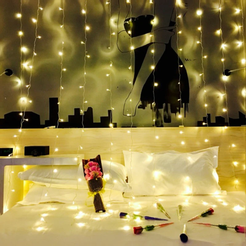 Christmas Decoration Lights With LED Curtain Lights Lantern String Wedding Background Bedroom Atmosphere Lights