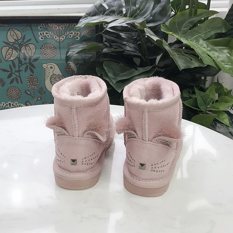 Розовый Dolakids/Плюшевые ботинки для малышей с героями мультфильмов; модные детские зимние сапоги; зимняя обувь для мальчиков и девочек; ботильоны для детей 1-16 лет - Цвет: Розовый