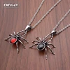 Punk 316 Stainless Steel Silver Color Red Crystal Spider Pendant Halloween Party Decor Gift Animal Necklace 5
