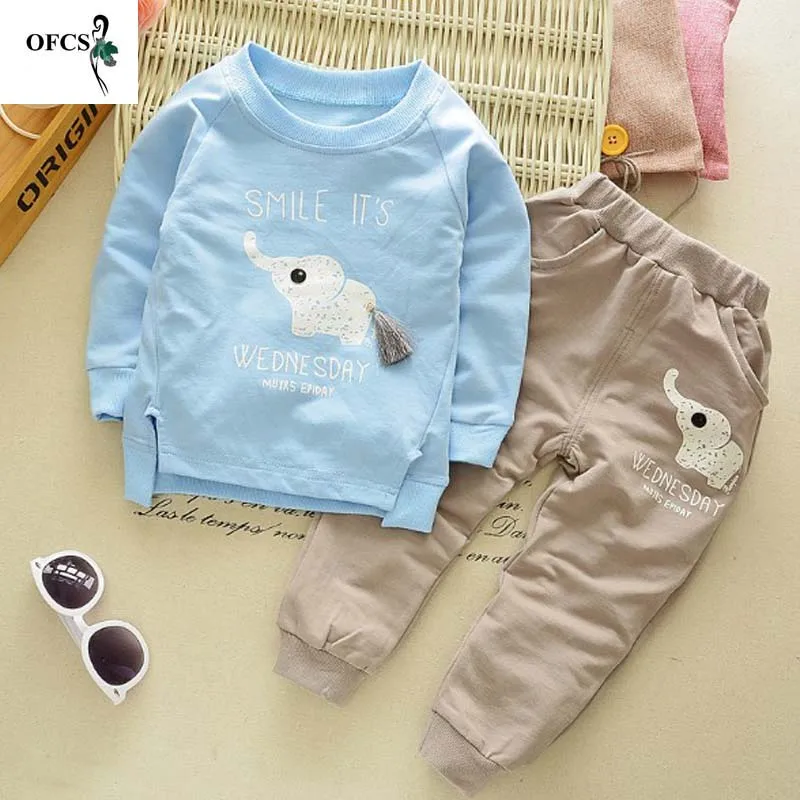 Baby Boys Autumn Long Sleeve Suit Children's Casual 2-3-4-5-6 Years Old Kid Boys Girls Sweater Cotton Cartoon Two Piece Set