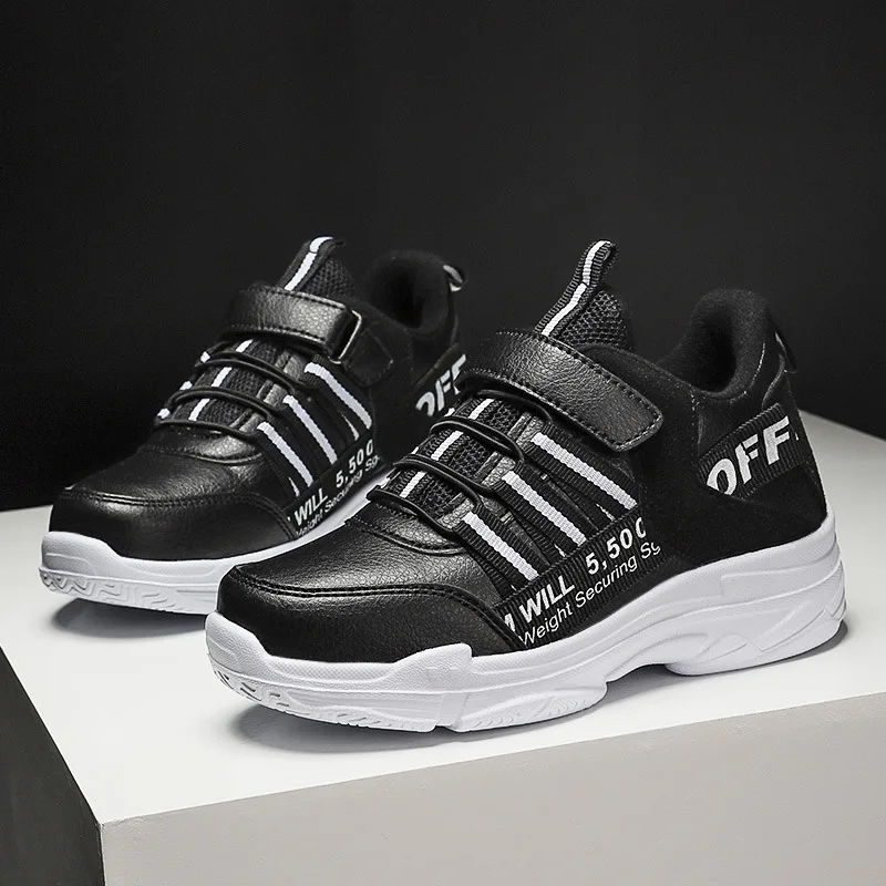

BOY'S Sports Shoes 2019 New Style Autumn And Winter Big Virgin Boy Waterproof Leather Running Shoes Students Second Cotton Athle