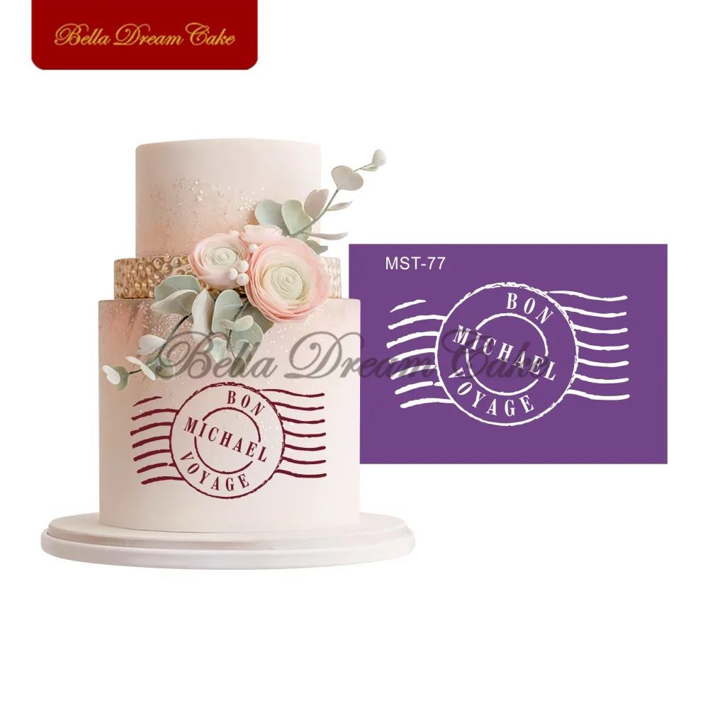 

Postmark Bon Voyage Custom Mesh Stencil Lace Cake Stencils Fondant Fabric Mould Cake Decorating Tools Bakeware MST-77