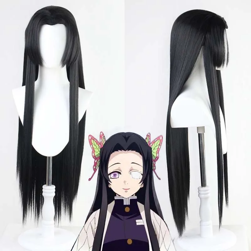 Черный длинный киметасу No Yaiba рассекающий демонов Kochou Kanae прямые термостойкие