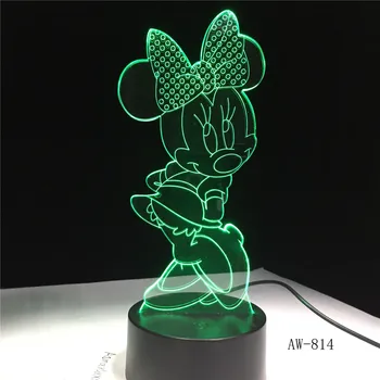 

3D LED Happy Mickey Mouse Night Light RGB 7 Colors Kid Table Lamp Remote Child Kids Birthday Christmas Gift Home Decor 814