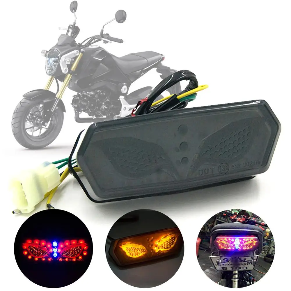 

Motorcycle Integrated LED Turn Signal Brake Tail Light Red Amber Color Tail light For Honda Grom MSX 125 2014-2019 With Box