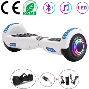 

Hoverboard 6.5 Inch Electric Scooter White LED Wheels Lights Smart Self-balancing Scooter Balance Skateboard+Remote Control+Bag