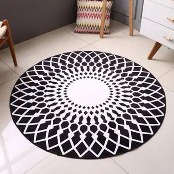 

Round Carpet Independence Day Pattern Floor Mat Crystal Velvet Carpet Living Room Bedroom Decoration Rug