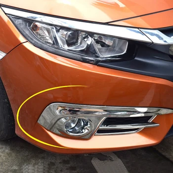 

ABS Chrome For Honda Civic 10th 2016 2017 Accessories Car Front Fog Lamp Foglight Protector Cover Trim Car Styling 2Pcs