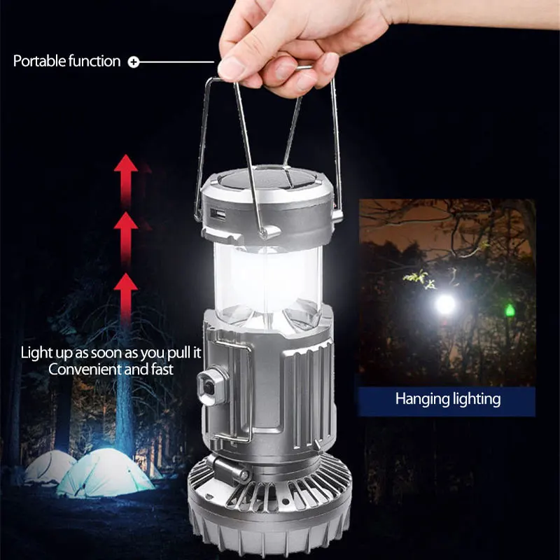 LED Camping Lantern, Solar and Rechargeable Lantern Flashlight Collaps —  CHIMIYA