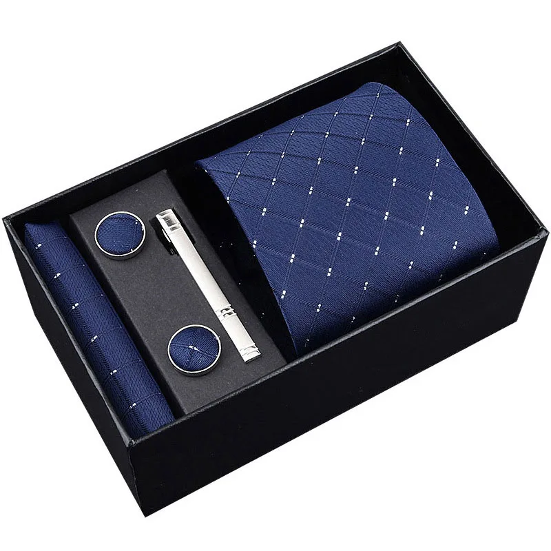 

Wedding Men`s Tie Jacquard Woven 8cm 100% Silk Necktie Hanky Cufflinks Tie Clip Set For Formal Dress Accessories Gift For Men