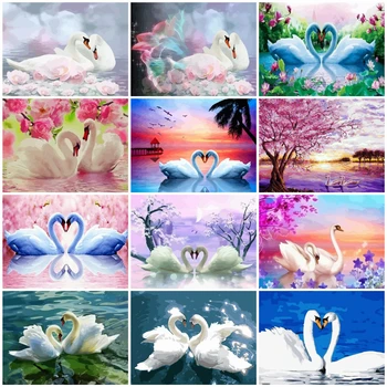 

HUACAN Pictures By Numbers Swan Animal DIY Oil Painting By Numbers Kits Drawing Canvas HandPainted Home Decor Gift