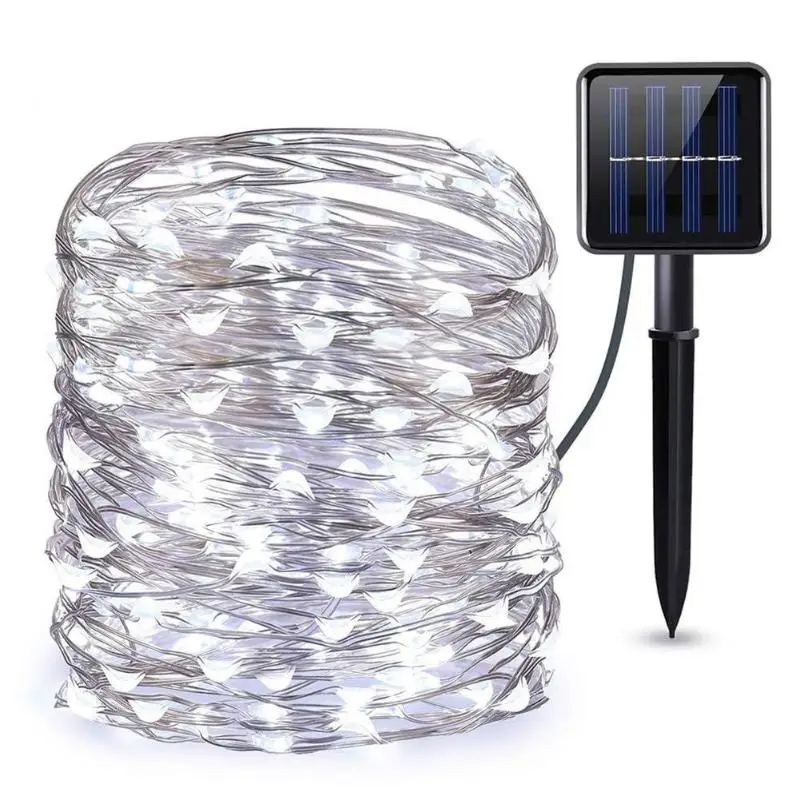 10m 15m 20m Copper Wire Waterproof Solar LED Outdoor String Lights Decoration Low Power Consumption High Brightness - Испускаемый цвет: White-20m