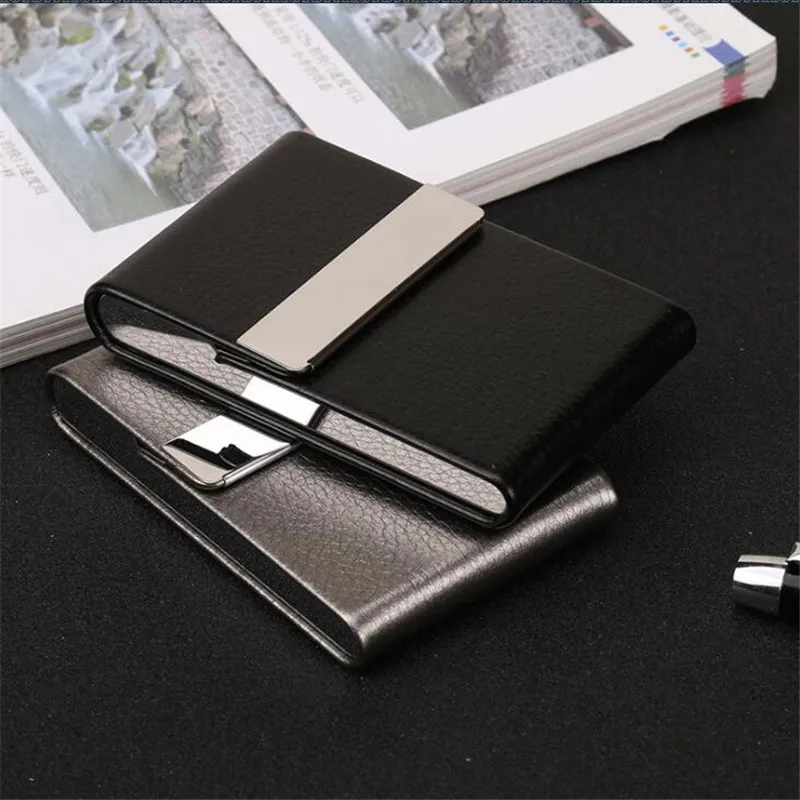 Business Card Holder Creative Pu Cover Case Business Card Package Stainless Steel Business Card Holders