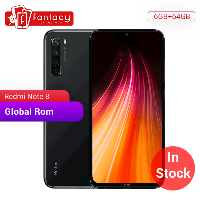 Pаспродажа В наличии, Смартфон Xiaomi Redmi Note 8 с глобальной ПЗУ, 6 ГБ, 64 ГБ, 48 МП, четырехъядерный процессор Snapdragon 665, четыре ядра, FHD экран 6,3 дюйма, 4000 мАч