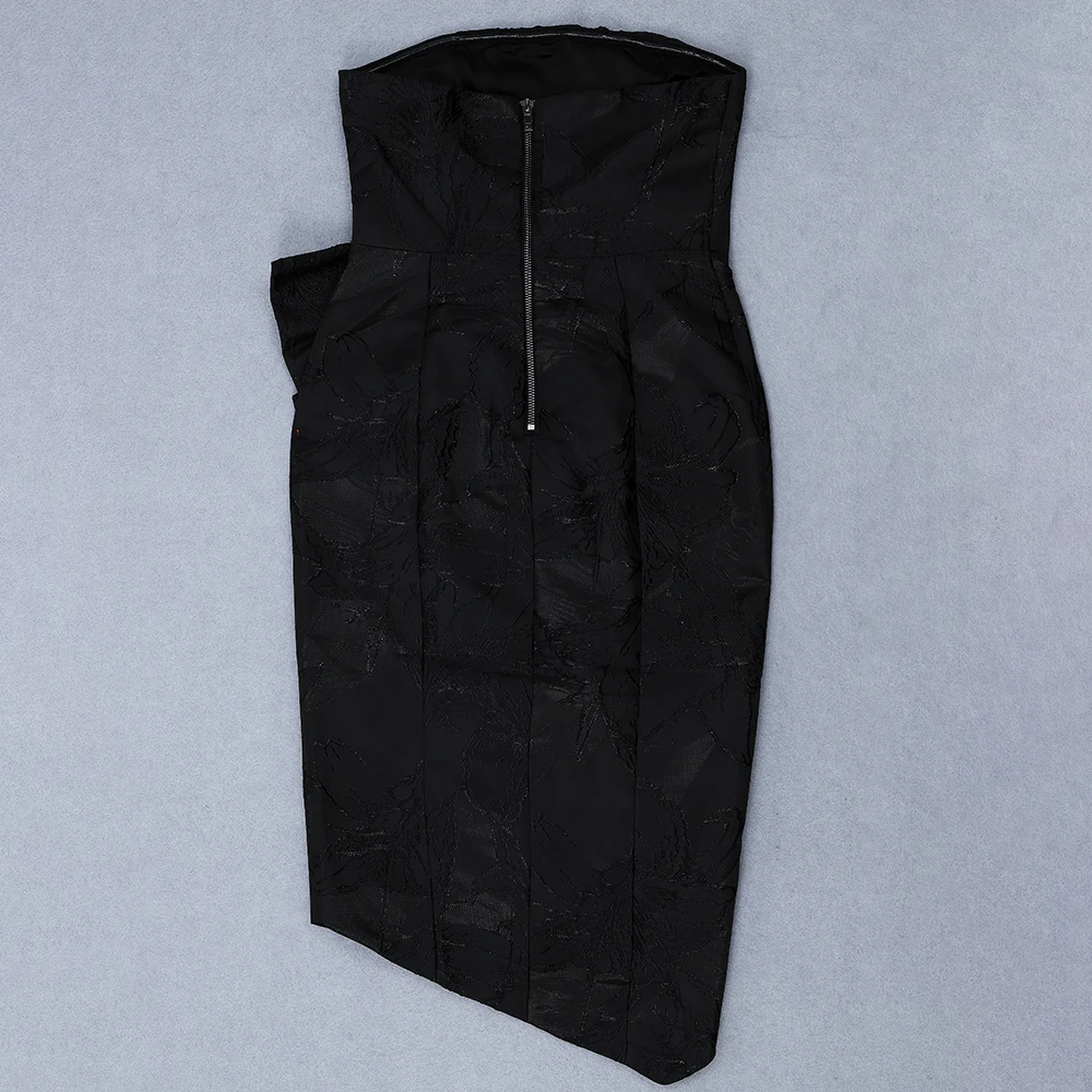 Черное Бандажное платье без бретелек с открытыми плечами без рукавов, новинка, женские вечерние платья знаменитостей, облегающие платья