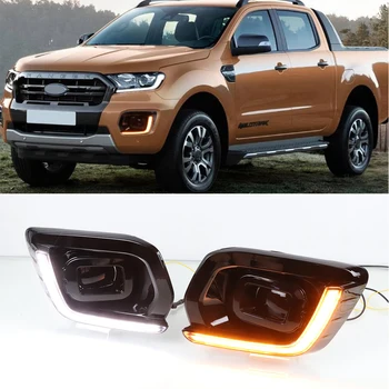 

Car Flashing 1 Pair DRL Fog Lamp LED Daytime Running Light Day Light with Turn Signal for Ford Ranger Wildtrak 2019 2020
