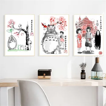 

Vintage Pictures For Fans Room Anime Hayao Miyazaki Movie Canvas Painting Totoro Spirited Away Art Posters and Print Home Decor