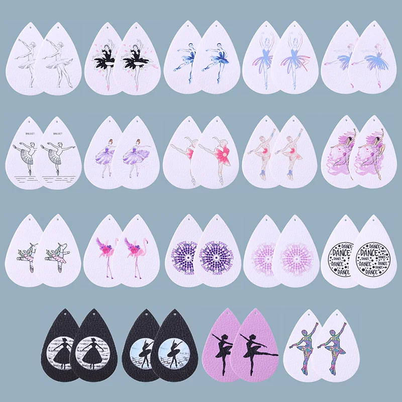 10Pcs/lot Ballerina Dancer Likee Pu Leather Earrings Accessory Teardrop Flower Swan Charm For DIY Earing Making Jewelry Findings | Украшения