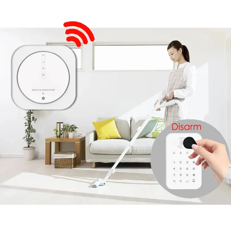 Tuya 433MHz Wireless WiFi GSM Home Security Alarm System with Touch Keypad PIR Detector Strobe Siren Supports Alexa & Google ring alarm wireless keypad