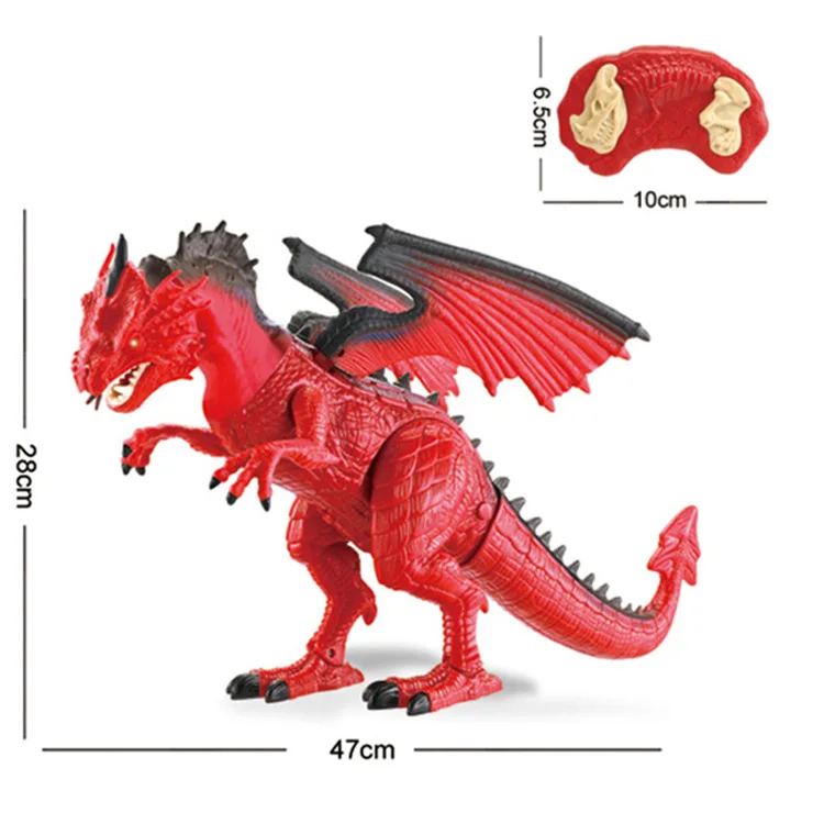

Hot Selling Jurassic Infrared Remote Control Dinosaur Model Electric Model Toy Will Go Sound Making Fire Dragon