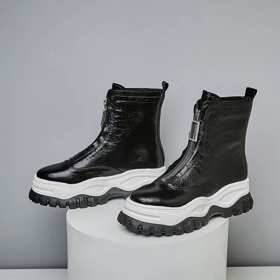 

BELLECOM 2019 Winter New Front Zipper Thick Bottom Short boots British Wind Martin Boots