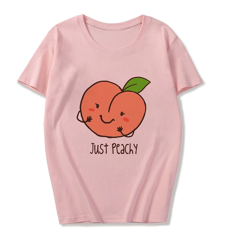 Summer New Pink Fashion Korean Style Women's Japanese Peach Juice Drink Print Harajuku Vogue Casual Loose Kawaii Female T Shirt - Color: 2685-Pink