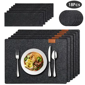

18pcs Felt Table Set Table Mats Coasters Cutlery Pockets For Dining Table Felt Dining Tableware Bag Set Kitchen Supplies
