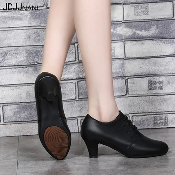 

JCJJNANL Heel 5cm Black Red Silver Outdoor Indoor Women Breathable Modern Dance Shoes Square Latin Dance Shoes Woman