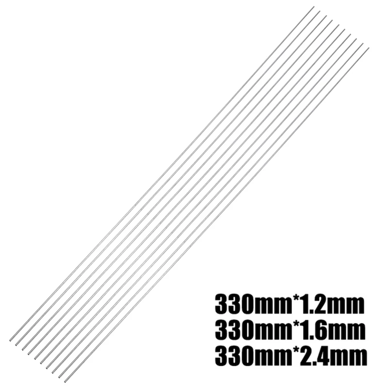 10Pcs 330mm Long 1.2mm/1.6mm/2.4mm Stainless Steel TIG Welding Rods Filler Easy Use For Welding Supplies