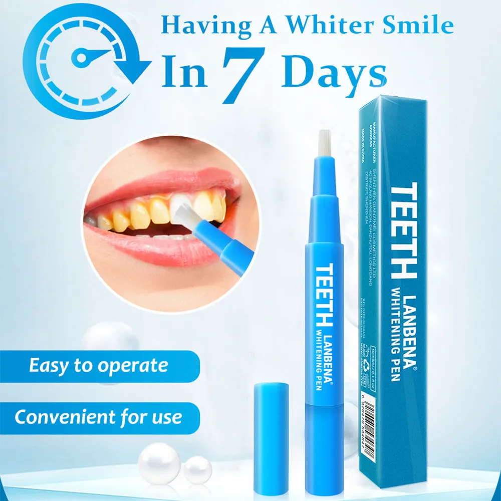 LANBENA Teeth Whitening Pen Cleaning Serum Removes Plaque Stains Dental Tools Oral Hygiene Tooth Gel Whitenning Brush Teeth 3ml